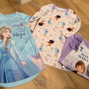 Disney Frozen Kids Nightgowns - Blue, Purple, and White